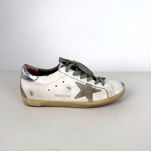 GOLDEN GOOSE Superstar White Silver Gray Sneakers 38, 8 - Picture 3 of 13
